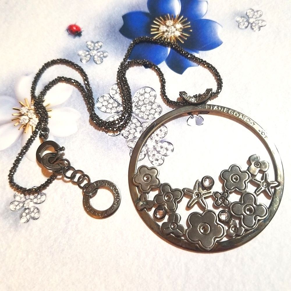 NEW PIANEGONDA Celebrate Life Joy Sterling Hematite Necklace